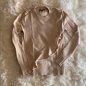 J Crew camel ruffle sweater